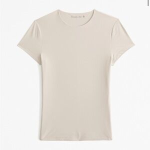 Abercrombie and Fitch Soft Matte Seamless Tuckable Baby Tee, Cream, Size Small